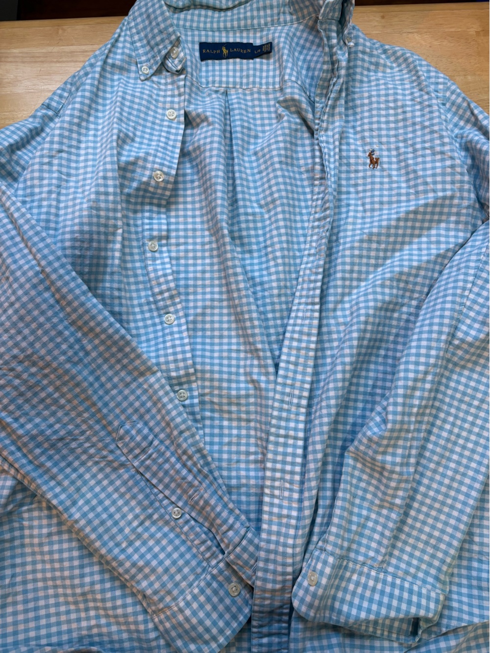 Polo by Ralph Lauren Light Blue and White Gingham Button-Down Shirt